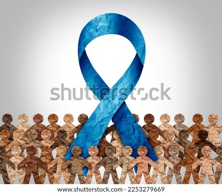 Human Trafficking awareness and global issue of exploitation of individuals for labor or commercial purposes to protect the rights and dignity of victims as a blue ribbon.