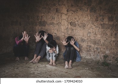 Human trafficking concept, human rights violations, Stop violence and abused children. - Shutterstock ID 1709424010
