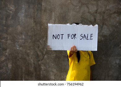 Human trafficking. I'm not for sale. Human is not a product. Stop child abuse. - Shutterstock ID 756194962