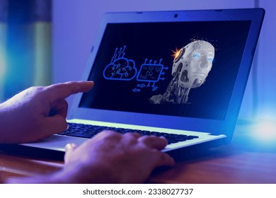human using laptop designed algorithm for android  to assign work  according to order