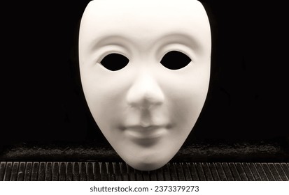 Human White face mask isolated on black background. - Powered by Shutterstock