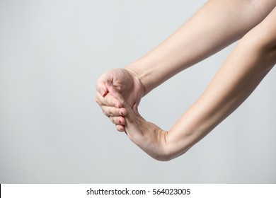 A Human Wrist Stretch.Concept With Healthcare And Medicine.