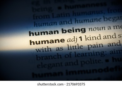 humane word in a dictionary. humane concept, definition.