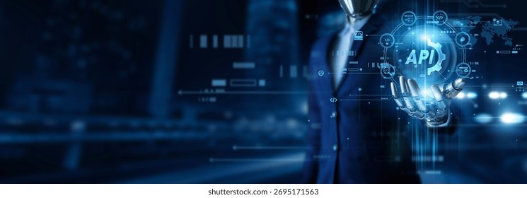 Humanoid robot handhold API integration programming interface connectivity data communication interaction framework standardization automation scalability interoperability platform services.