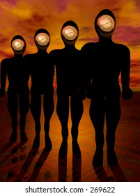 Humans with Clock as face...