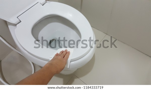 Toilet With Toilet Seat Open Stock Photo - Image of pipe 
