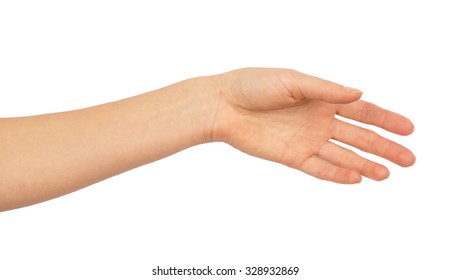 Humans left hand on isolated white background - Shutterstock ID 328932869