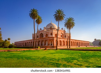 Humayun's tomb of Mughal Emperor Humayun designed by Persian architect Mirak Mirza Ghiyas in New Delhi, India. Tomb was commissioned by Humayun's wife Empress Bega Begum in 1569-70. - Shutterstock ID 1383416981