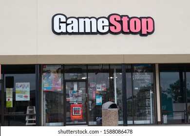 Humble, Texas USA 11-28-2019: Game Stop Store Outlet In Humble, TX. Gaming Merchandise Retailer Founded In 1984, It Has Seen Steady Decline In Sales Due To Online Gaming Downloads In Recent Years.