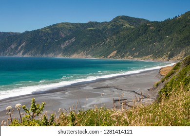 Humboldt County California. Black Sand Beach Along The Lost Coast.