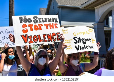 Hummelstown, Pennsylvania / United States of America - June 13th 2020: Hummelstown Protesters gathering together to march in solidarity with the Black Lives Matter Movement