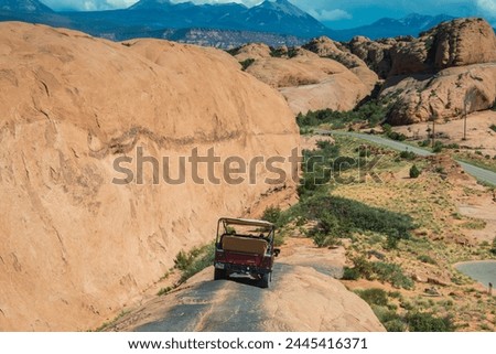 Hummer driving on the Slickrock trail, Moab, Utah, United States of America, North America