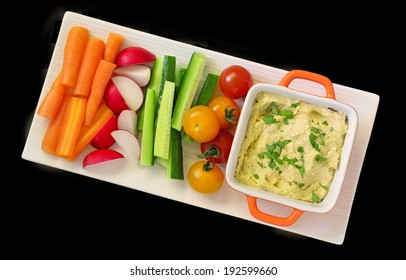 Hummus And Raw Vegetables For A Healthy Snack