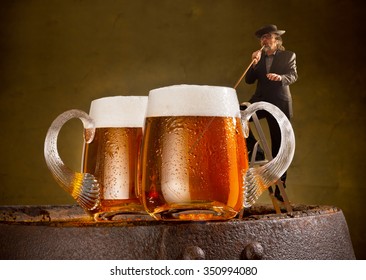 Humorous Image With Drinker And Two Beers