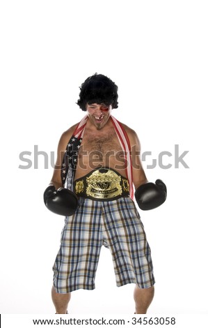 Humorous image of a man as a boxer