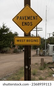 Humorous road sign near Lamy train station, Lamy, Santa Fe, New Mexico