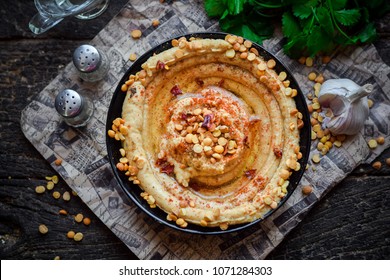 Humus. View from above. - Shutterstock ID 1071284303