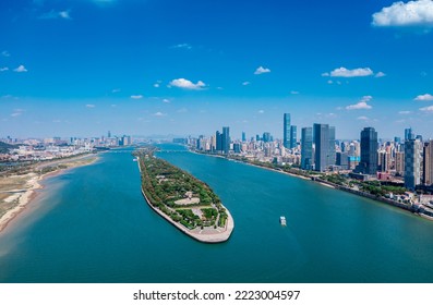 Hunan,changsha  Changsha City Core Area And Xiangjiang River Aerial View