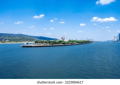 Hunan,changsha  Changsha City Core Area And Xiangjiang River Aerial View