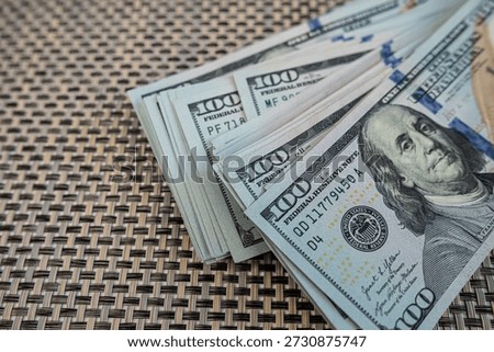Hundred dollar banknotes background representing financial stability, banking and currency concept