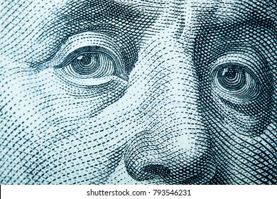 A Hundred Dollar Bill Closeup, Ben Franklin, American Money, Cash