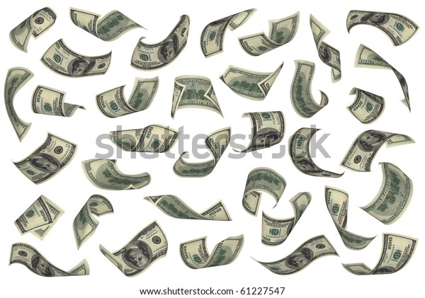 Hundred Dollar Bills Falling On White Stock Photo (Edit Now) 61227547