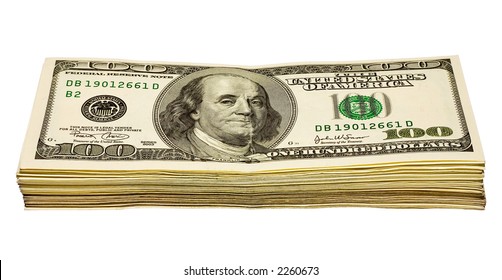 the hundred dollars heap isolated with clipping path