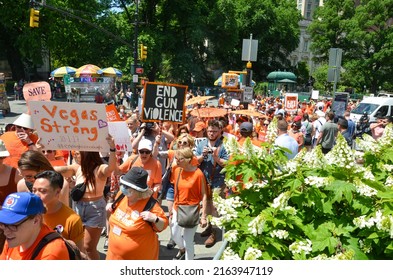 Hundreds Gathered At Foley Square, New York City And Marched Across The  Brooklyn Bridge In Support Of Survivors And Gun Violence Prevention, On June 4, 2022. 
