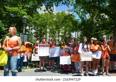 Hundreds Gathered At Foley Square, New York City And Marched Across The  Brooklyn Bridge In Support Of Survivors And Gun Violence Prevention, On June 4, 2022. 
