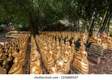 Hundreds Of Golden Buddha Images Alongside Religious Structures And Site At Sinxayaram Temple In Feuang District Of Vientiane In Laos