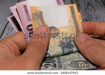 Hungarian banknotes - Magyar forint in a hand