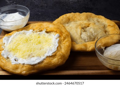 Hungarian deep-fried flatbread - Lángos