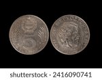 Hungarian five forints coin depicting Lajos Kossuth