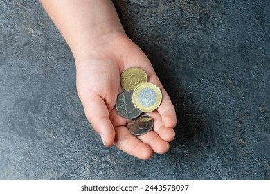 Hungarian forint coins in a hand