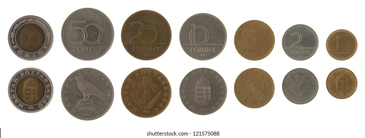 Hungarian Forint Coins Isolated On White