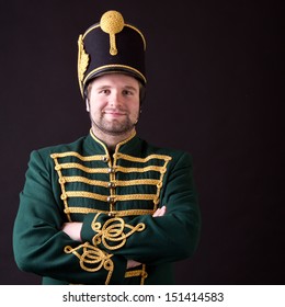 Hungarian Hussar Posing In Studio