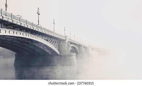 Hungarian Margaret Bridge In Fog