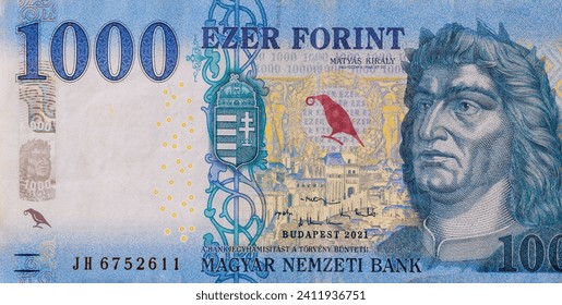 Hungarian one thousand forint banknotes national currency banknote front view
