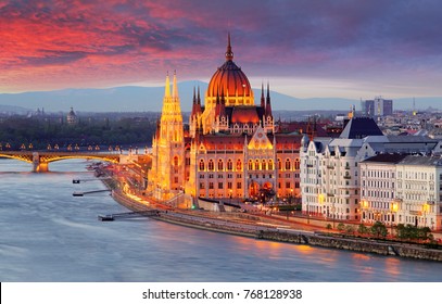 Hungarian parliament, Budapest at sunset - Shutterstock ID 768128938