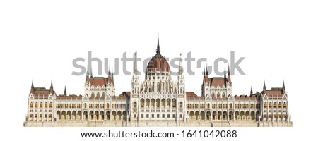 The Hungarian Parliament Building in Budapest isolated on white background