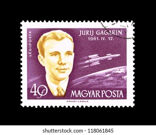 HUNGARY - CIRCA 1961: A Stamp Printed In Hungary, Shows Jurij Gagarin 1961.11.12, Circa 1961