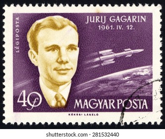 HUNGARY - CIRCA 1961: A Stamp Printed In Hungary, Shows Jurij Gagarin 1961.11.12, Circa 1961