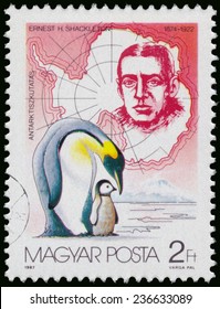 HUNGARY - CIRCA 1987: Stamp Printed By Hungary, Shows Ernest H Shackleton (1874-1922) Discovering South Pole, Circa 1987 