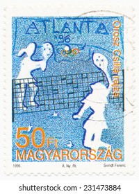 HUNGARY - CIRCA 1996: A Stamp Printed In Hungary Shows Badminton In Atlanta, Olympics In Atlanta, Circa 1996