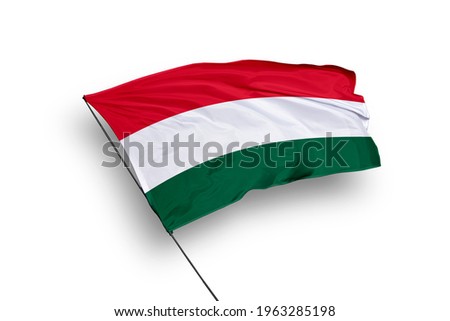 Hungary flag isolated on white background with clipping path. close up waving flag of Hungary. flag symbols of Hungary.