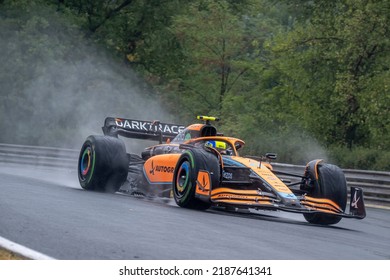 MOGYORóD, HUNGARY - July 30, 2022: Lando Norris, From The United Kingdom Competes For McLaren F1 . Qualifying, Round 13 Of The 2022 F1 Championship.