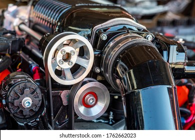 Tököl Hungary Jun 14 2020:  National Race Car Show.   Precision Muscle Car Engine That Produce Intense Horsepower And Incredible Speed. Used In Race Cars And Automotive Show Cars.