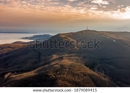 Hungary - Matra mountains from drone view, this the highest mountain at Hungary Stock fotó © 