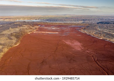 Hungary - Red Mud Storage From Drone View