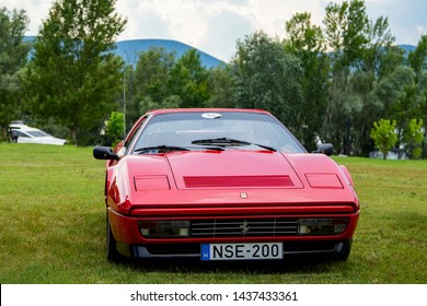 Hungary Szodliget Jun 22 2019:Old Vintage Ferrari  Coup  On Display In A Mint Condition.  